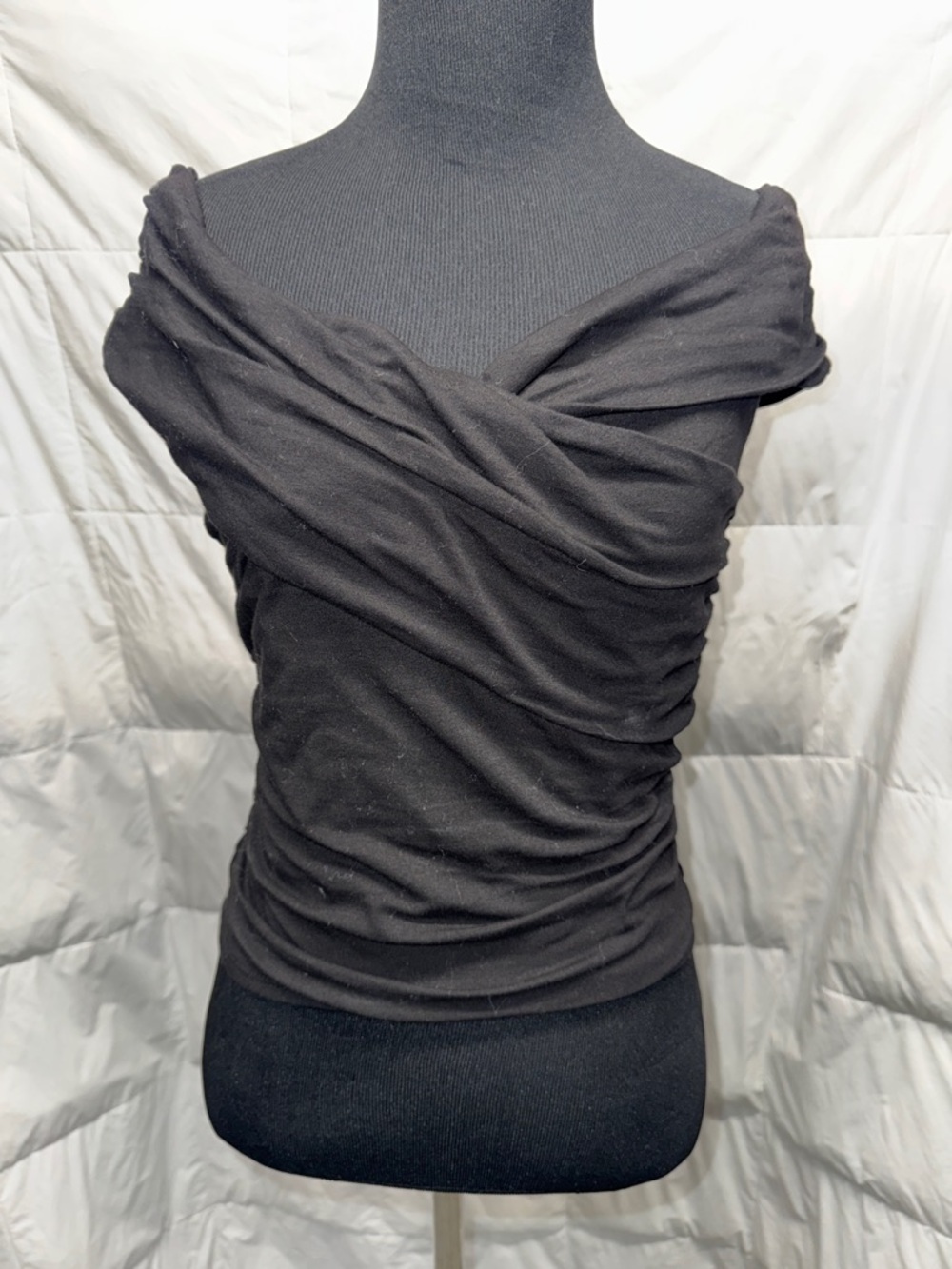 Black Off-Shoulder Ruched Top